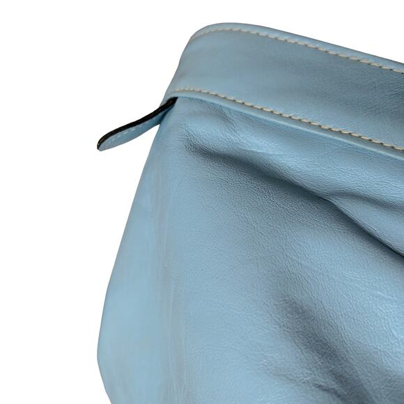 1970s Davey's Baby Blue Vintage Leather Tension Lock Clutch Handbag Made in USA - Picture 7 of 11